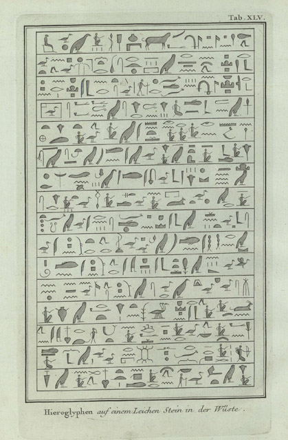 Hieroglyphen auf einem leichen stein in der Wuste