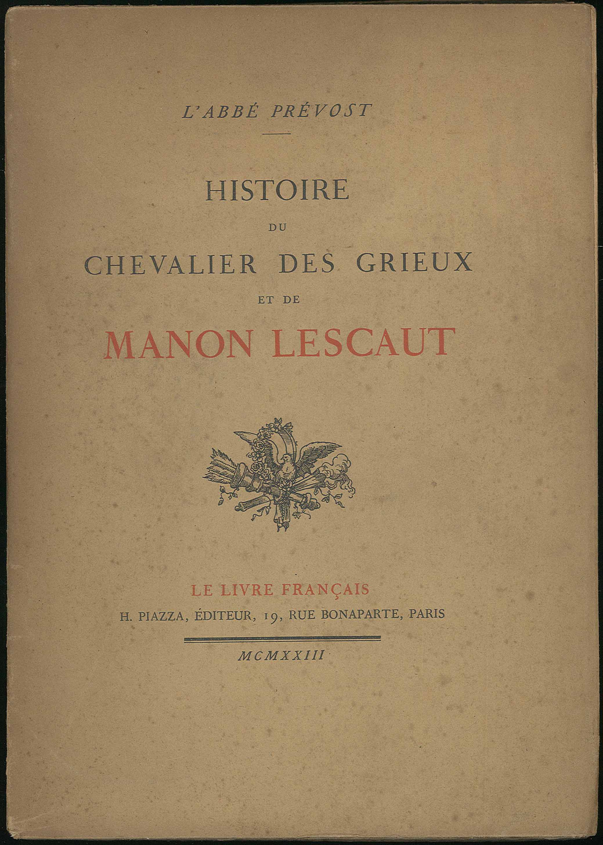 Histoire du Chevalier des Grieux et de Manon Lescaut