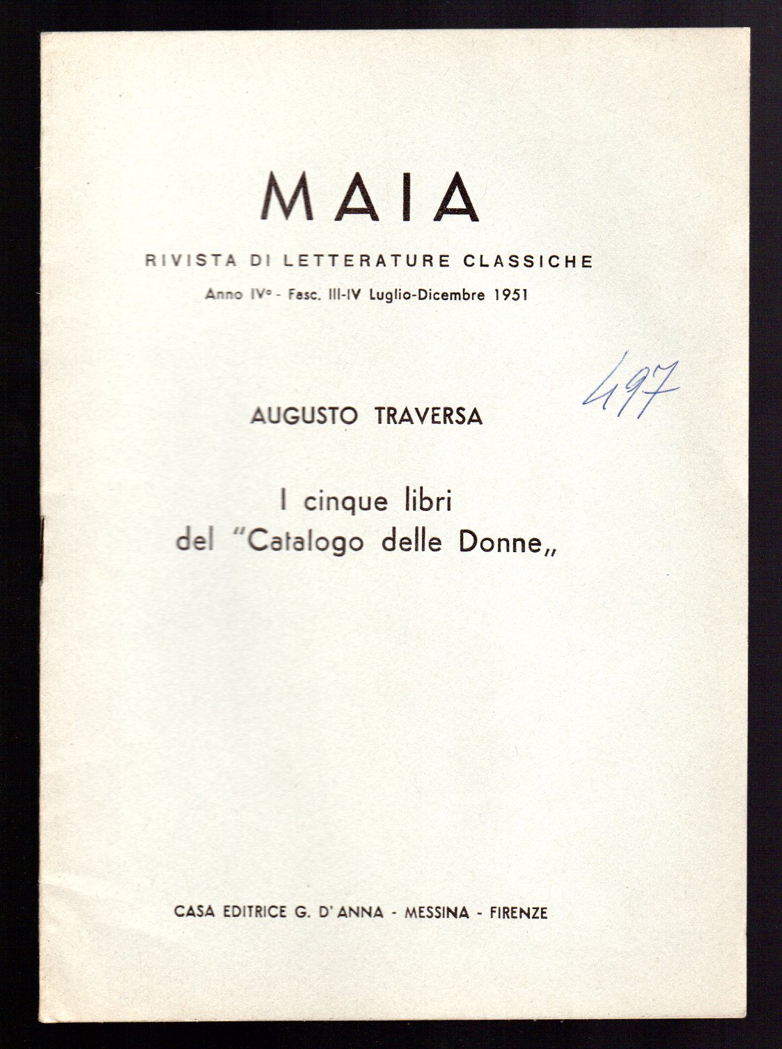 I cinque libri del "Catalogo delle Donne"