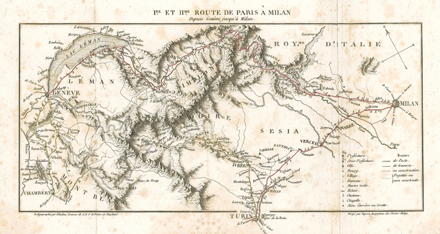I.re et II.re Route de Paris à Milano/ Depuis Genève …