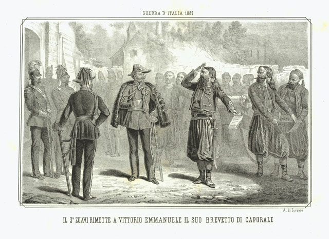 Il 3° Zuavi rimette a Vittorio Emmanuele il suo brevetto …