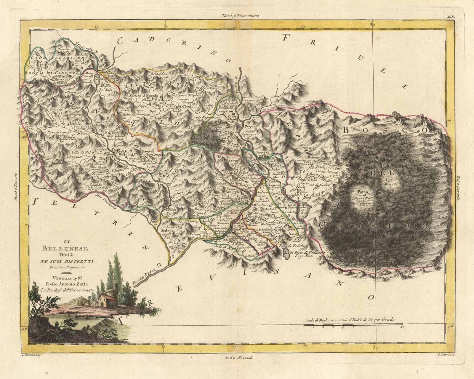 Il Bellunese diviso ne' suoi distretti di nuova projezione