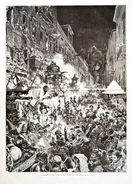 Il carnevale di Roma.- La sera dei Moccoletti sul Corso