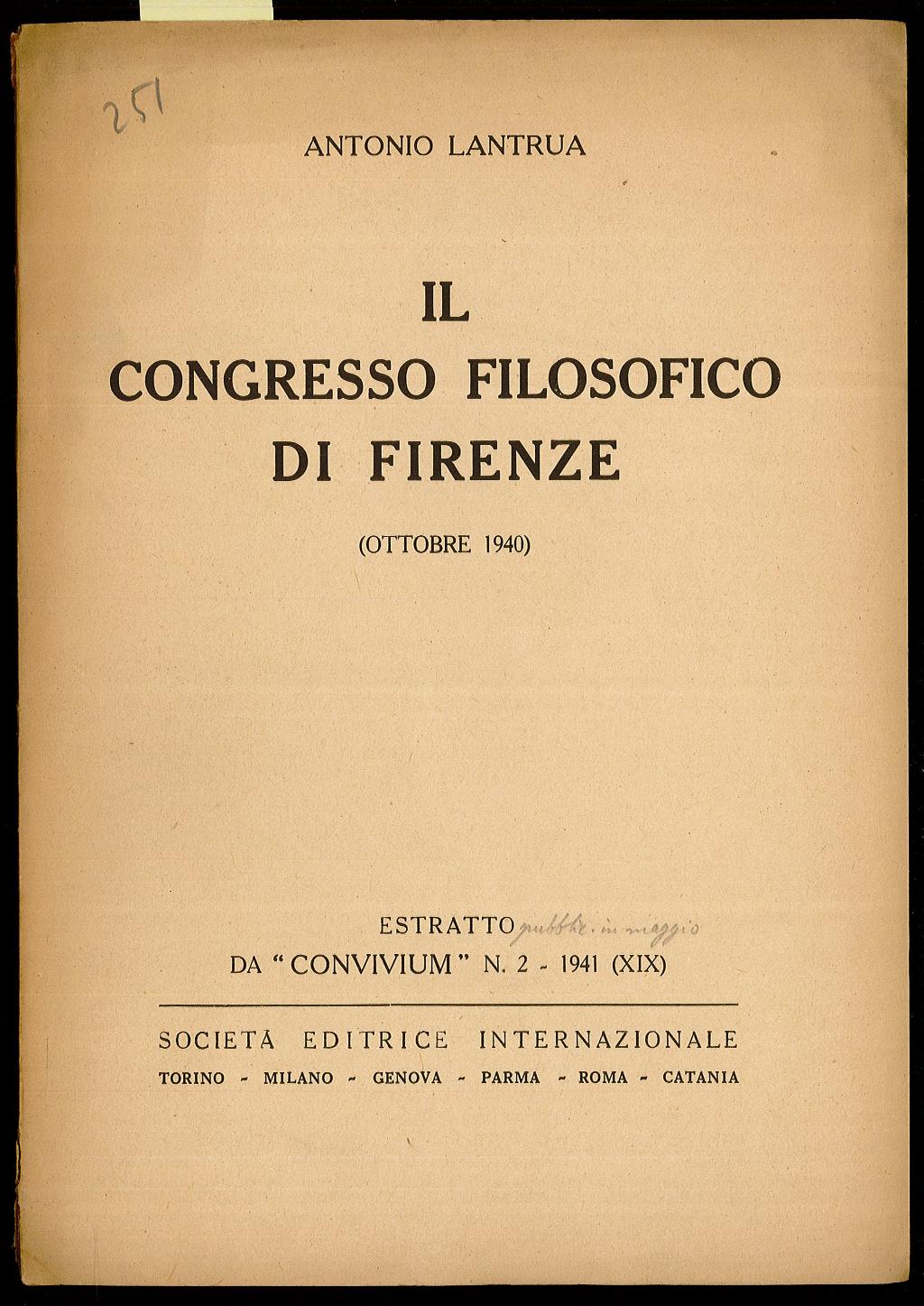 Il Congresso filosofico di Firenze