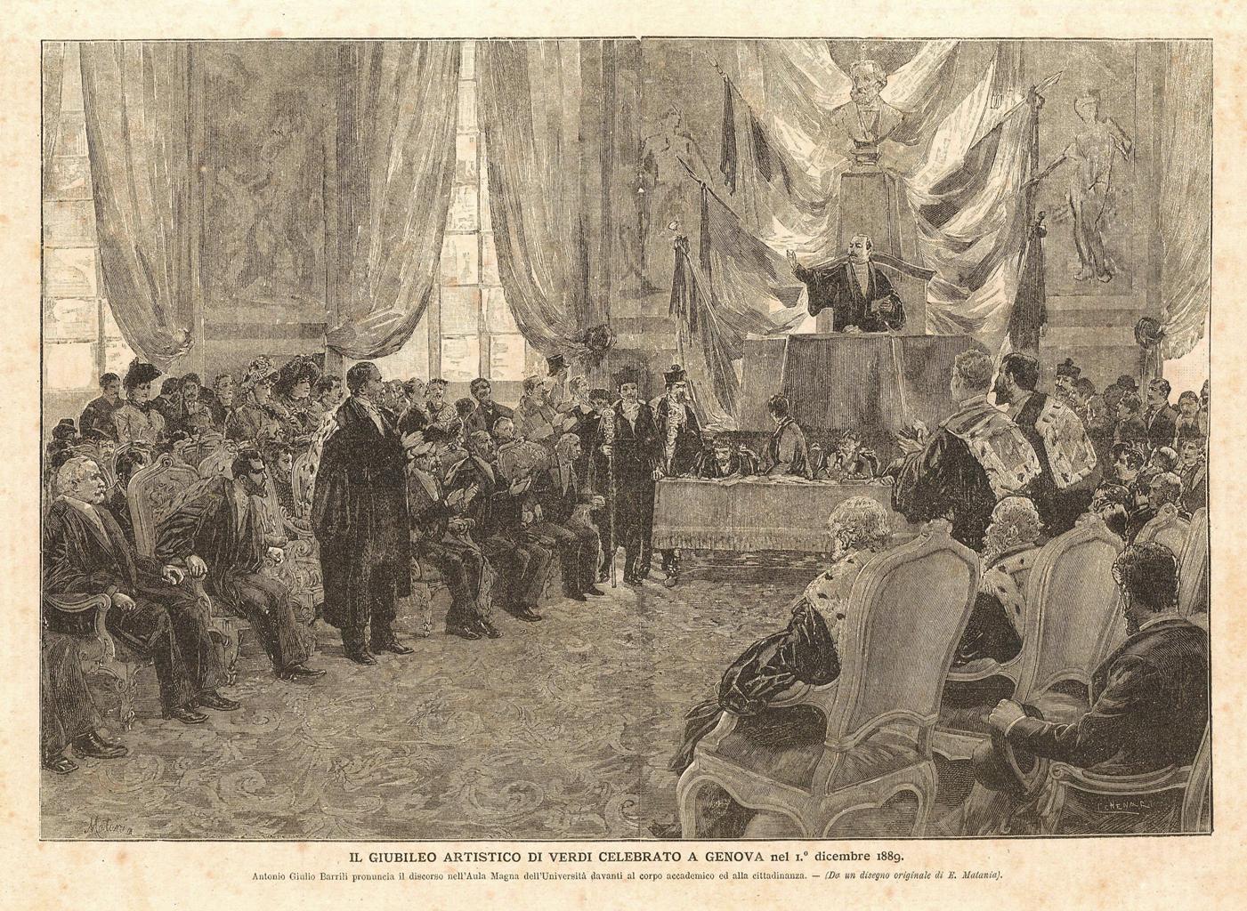 Il giubileo artistico di Verdi celebrato a Genova nel I° …