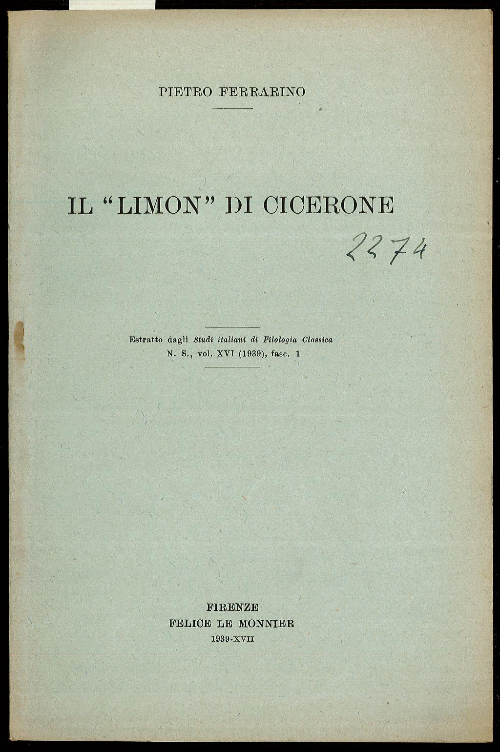 Il “Limon” di Cicerone