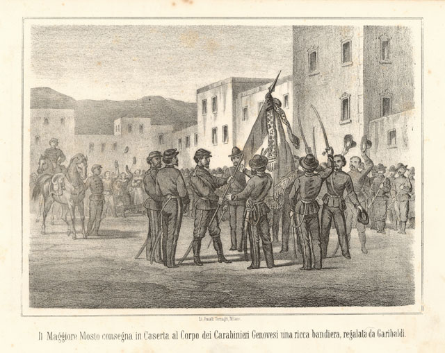 Il Maggiore Mosto consegna in Caserta . una ricca bandiera, …