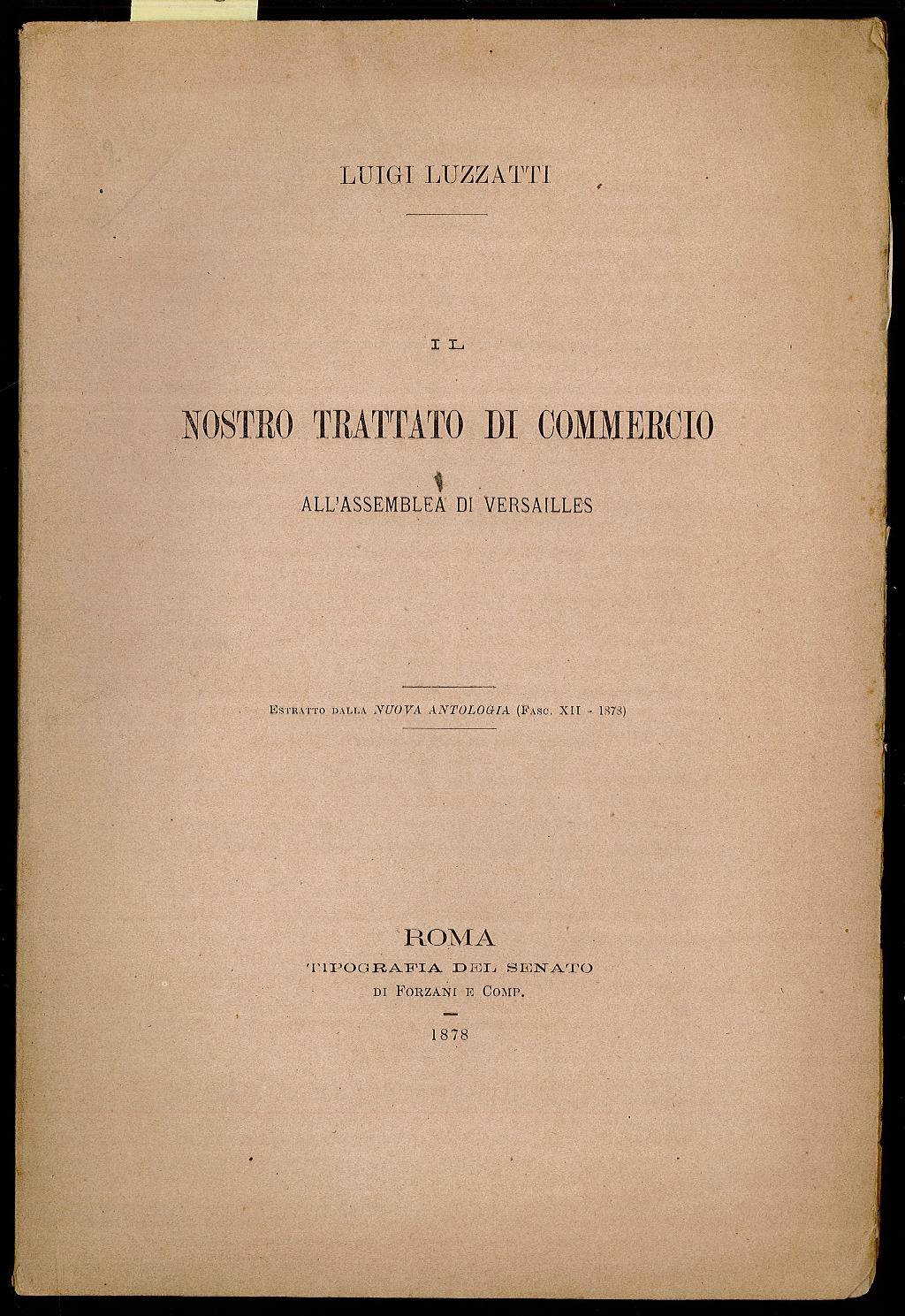 Il nostro trattato di commercio all’assemblea di Versailles