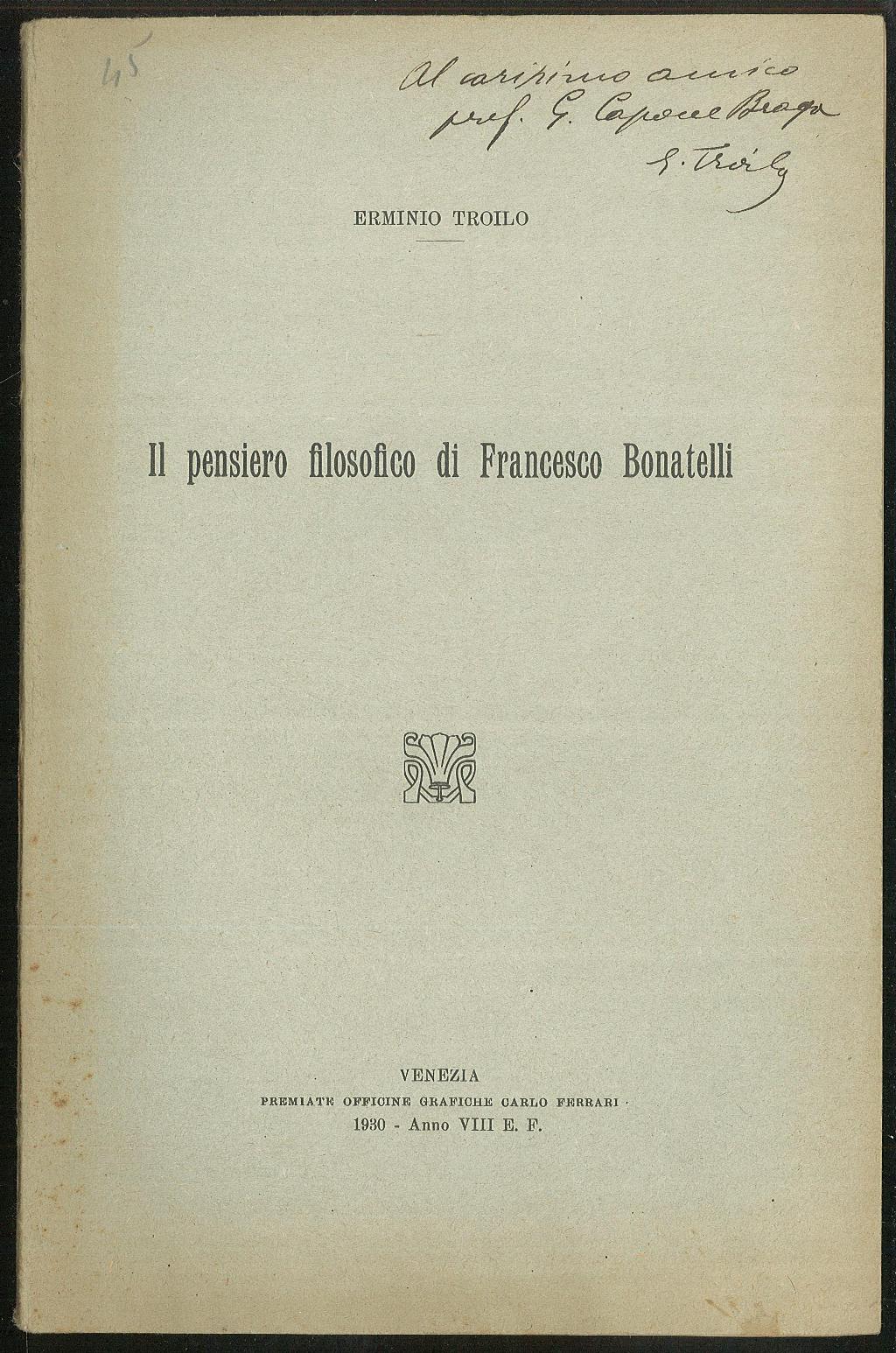 Il pensiero filosofico di Francesco Bonatelli