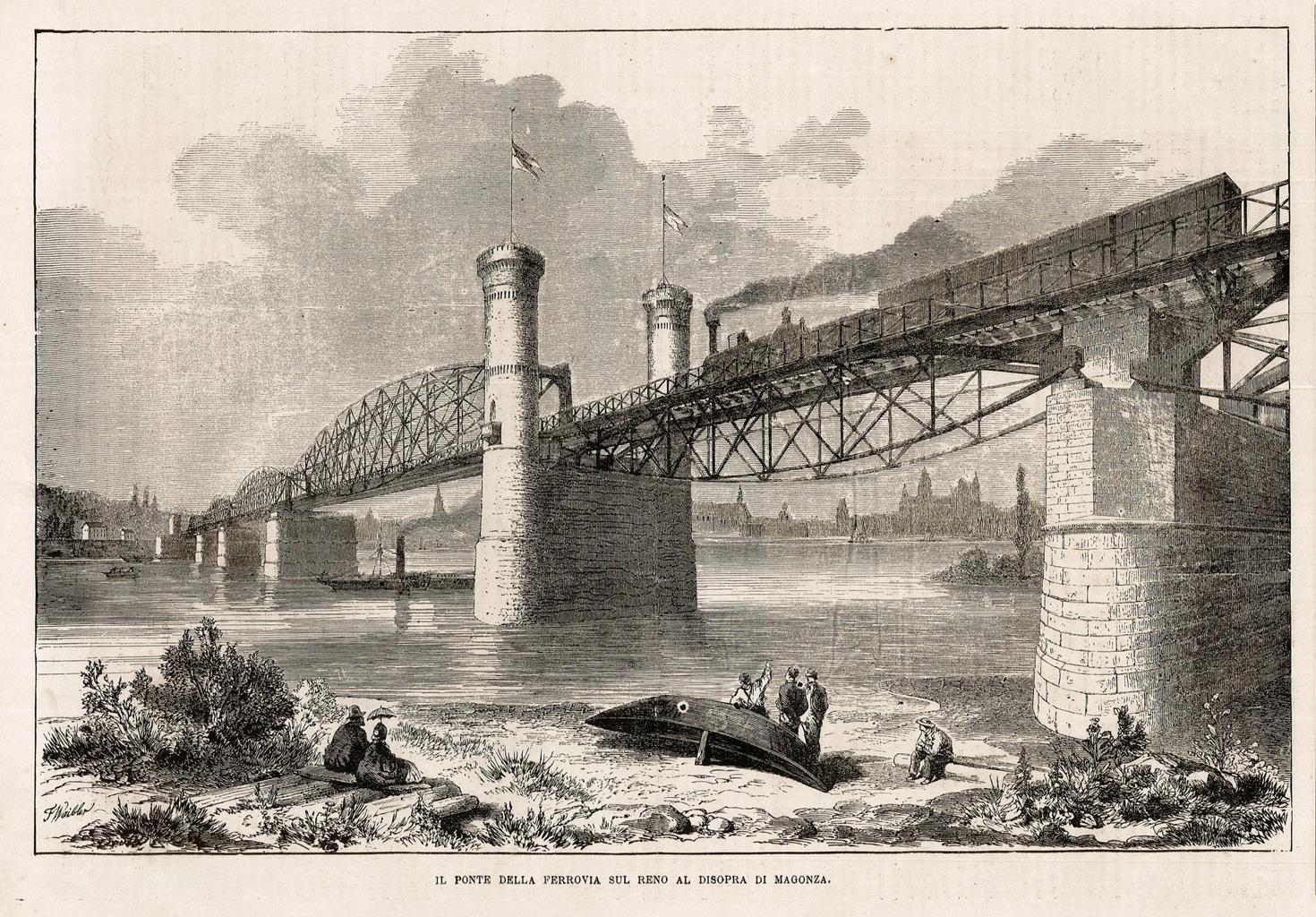 Il ponte della ferrovia sul Reno al disopra di Magonza