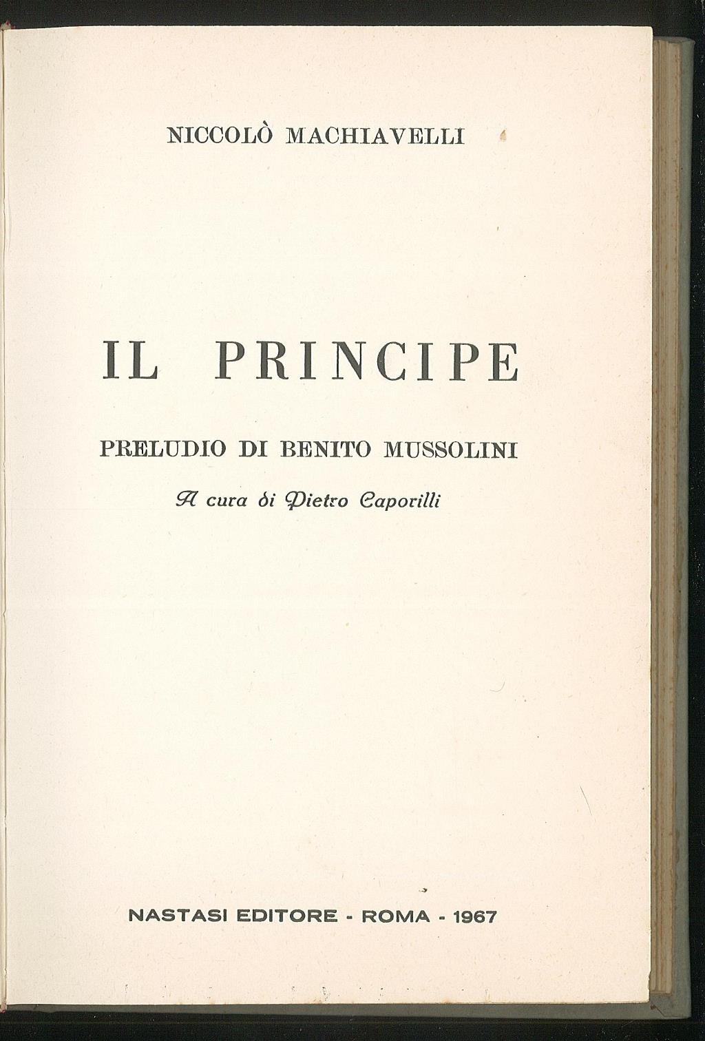 Il principe – Preludio di Benito Mussolini