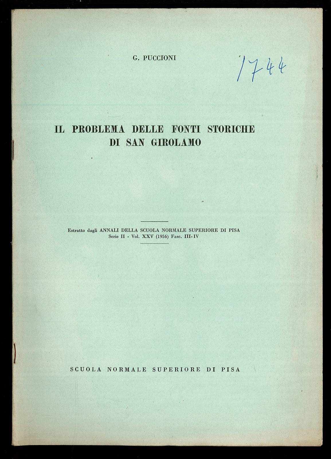 Il problema delle fonti storiche di San Girolamo
