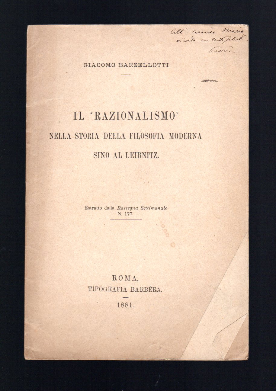 Il "Razionalismo" nella storia della filosofia moderna Leibnitz