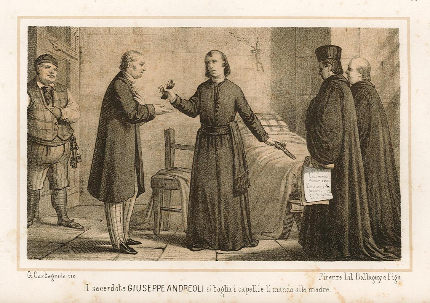 Il sacerdote Giuseppe Andreoli si taglia i capelli e li …