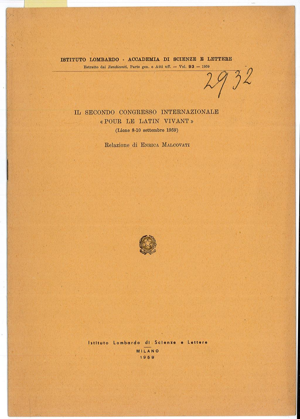 Il secondo congresso internazionale Pour le latin vivant