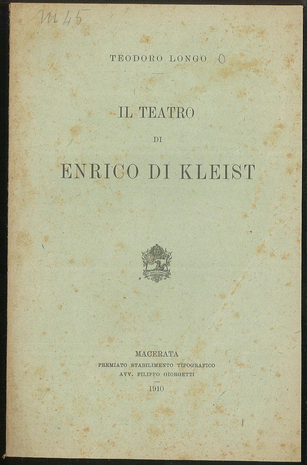Il teatro di Enrico di Kleist