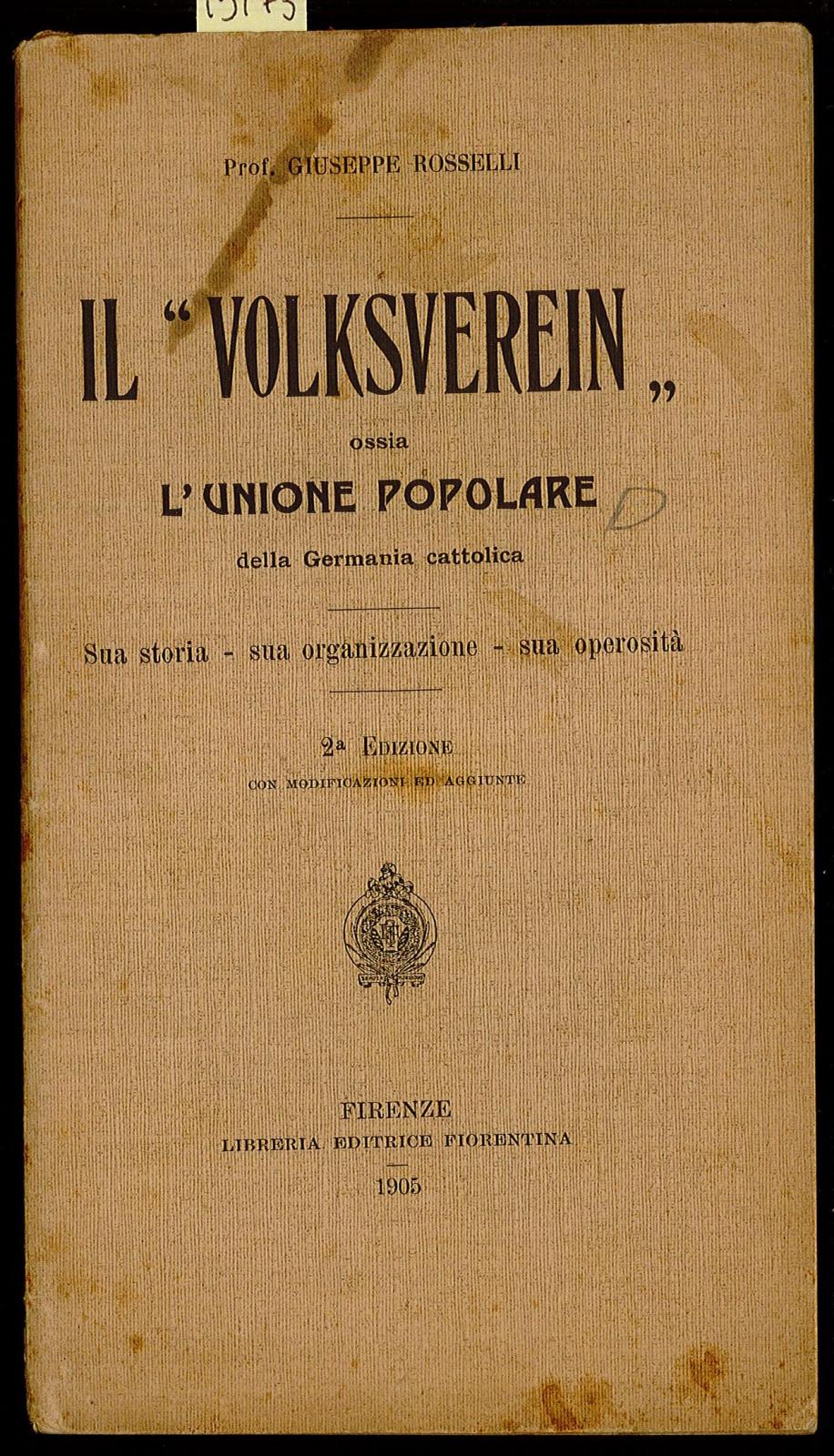 Il “Volksverein” ossia l'unione popolare della Germania cattolica