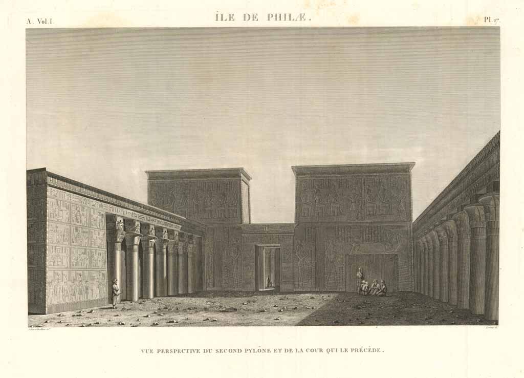 Ile de Philae - Vue perspective du second pylone et …