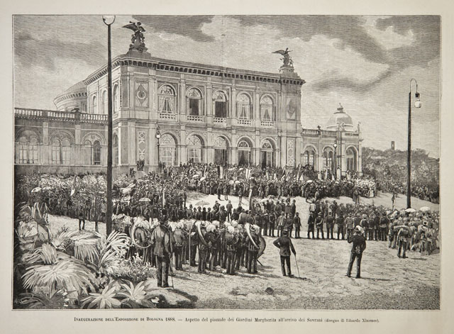 Inaugurazione dell'Esposizione di Bologna 1888.- Aspetto del piazzale dei Giardini …