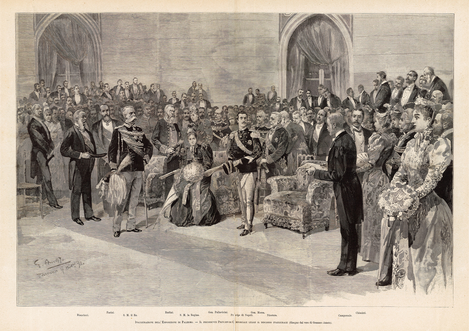 Inaugurazione dell'Esposizione di Palermo - Il Principe di Camporeale legge …
