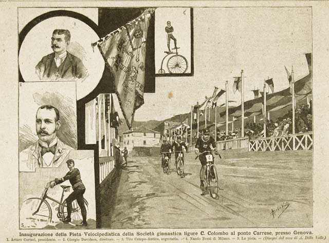 Inaugurazione della Pista Velocipedistica della Società ginnastica ligure C: Colombo …
