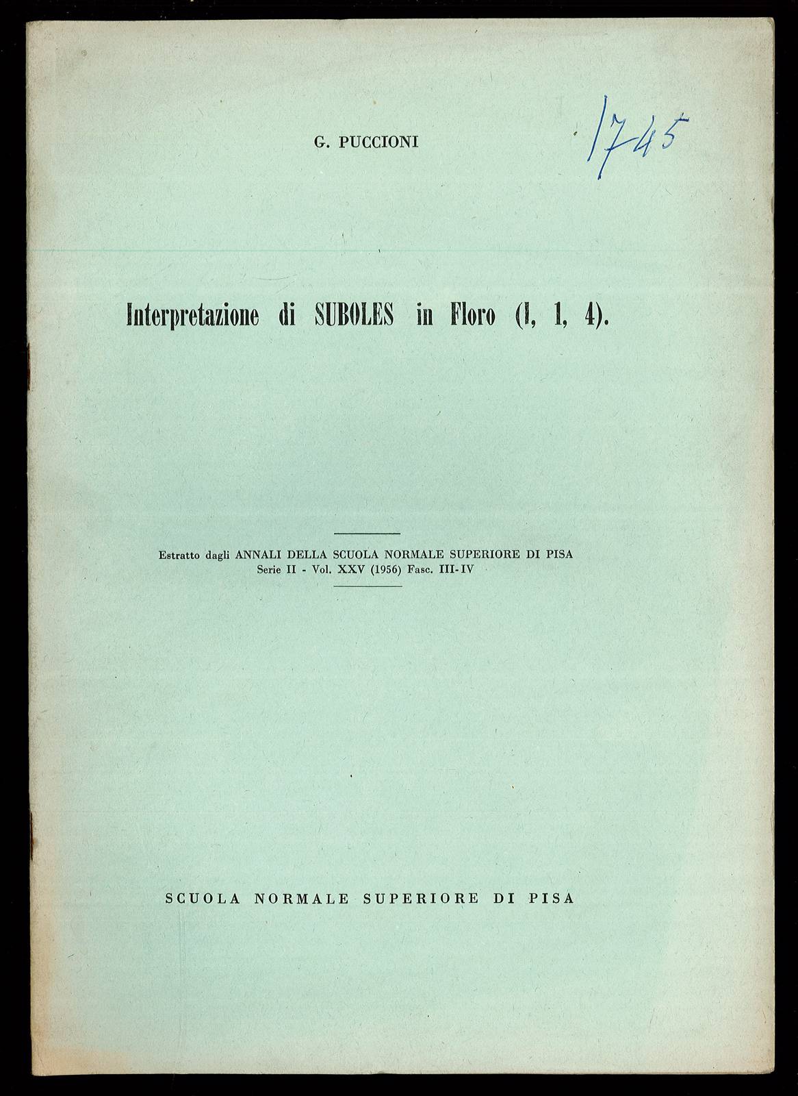 Interpretazione di Suboles in Floro (I, 1, 4).