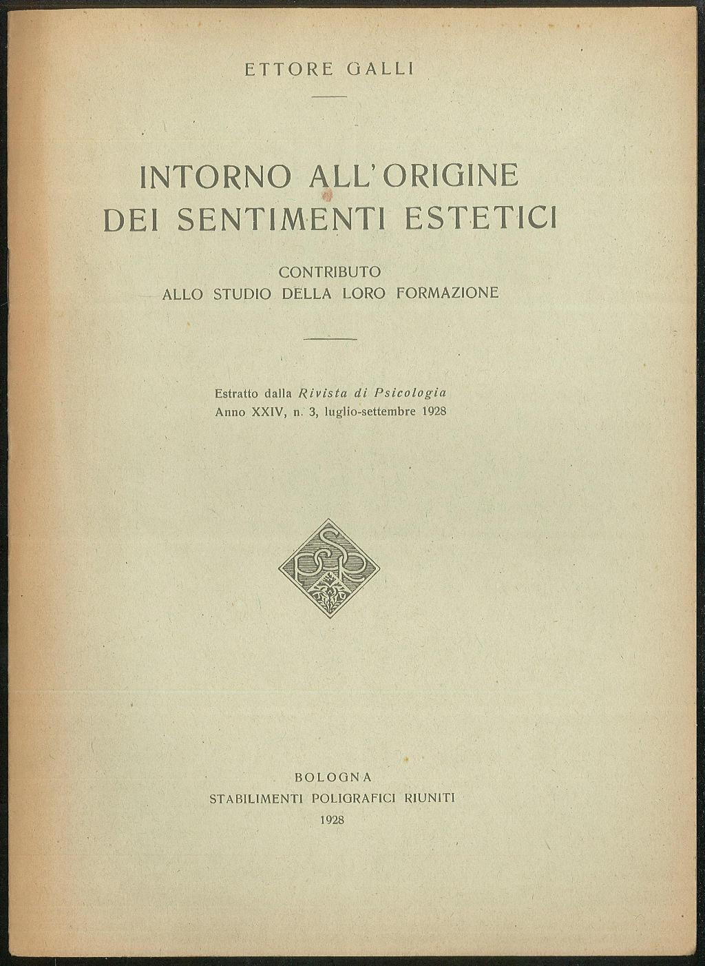 Intorno all'origine dei sentimenti estetici