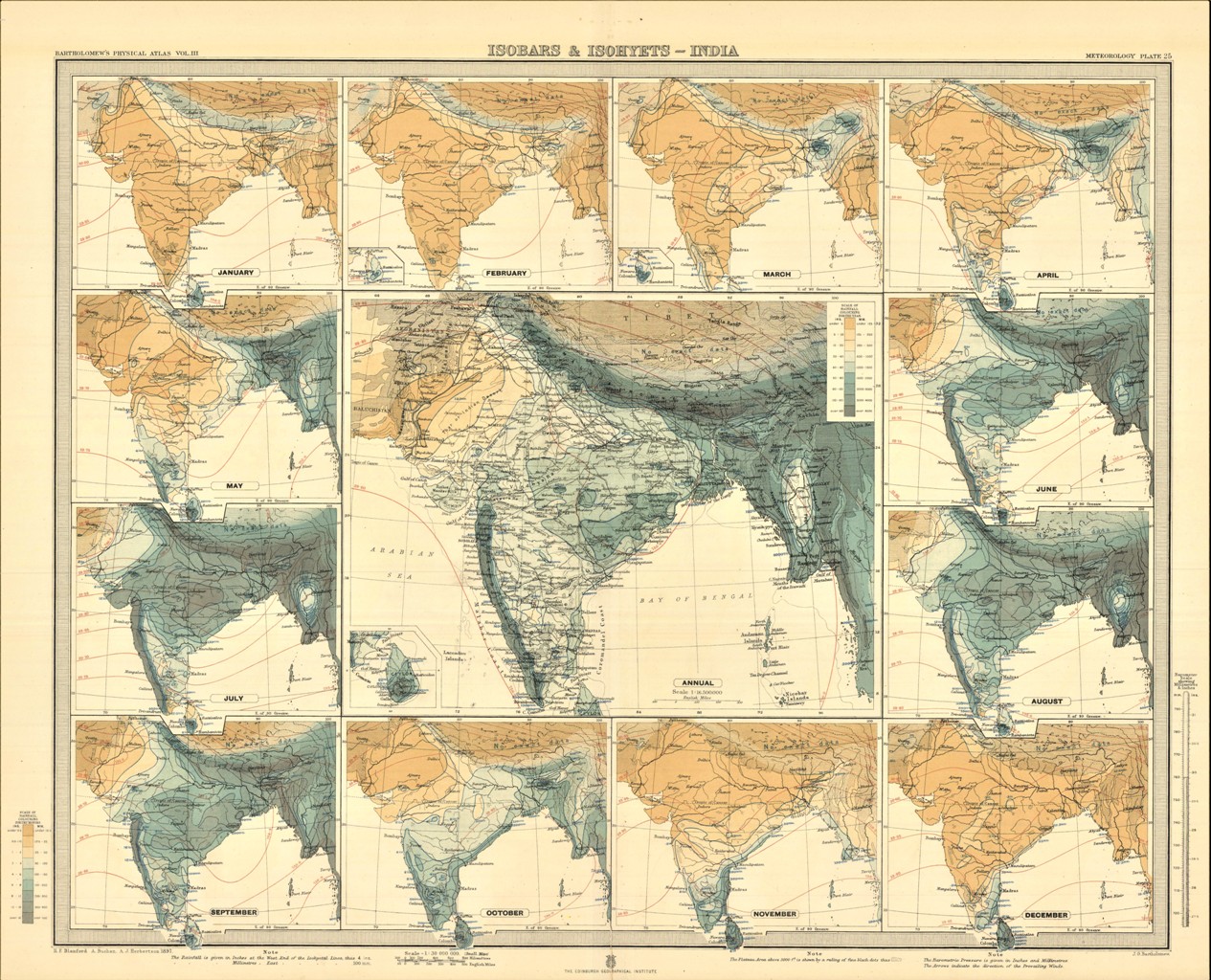 Isobars & Isohyets - India