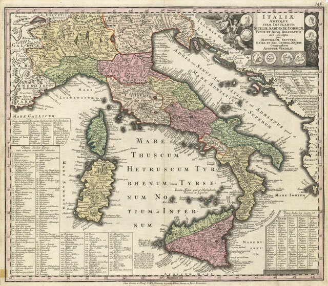 Italiae / antique / item insularum / Siciliae Sardiniae Corsica.
