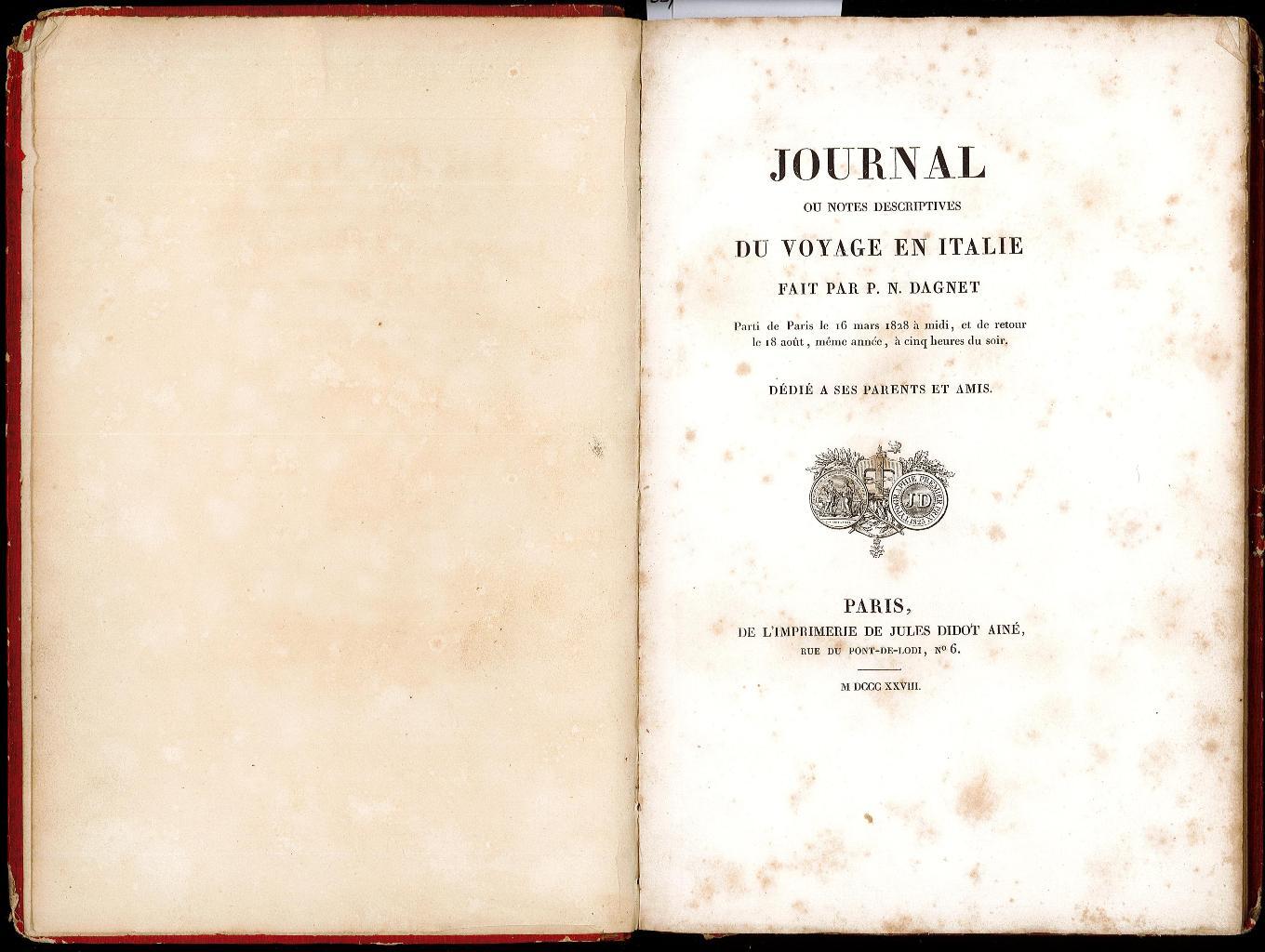 Journal, ou Notes descriptives du voyage en Italie
