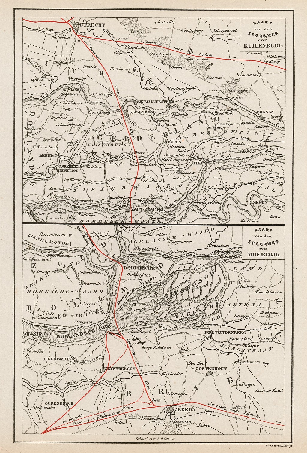 Kaart van den Spoorweg over Kuilenburg/Kaart van den spoorweg over …