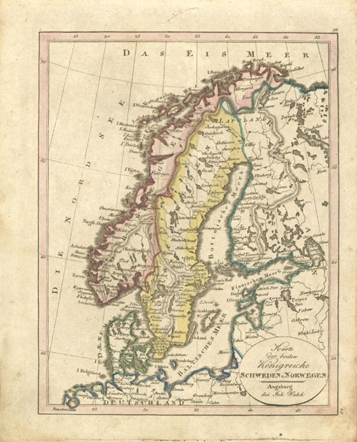 Karte der beiden Konigreiche Scheweden und Norwegen