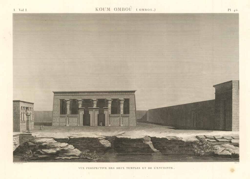 Koum Ombou (Ombos) - Vue perspective des deux temples et …