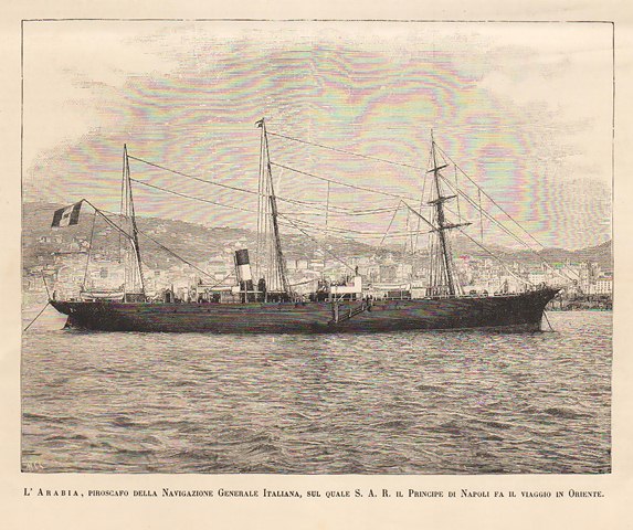 L’Arabia, piroscafo della Navigazione Generale Italiana, sul quale S. A. …