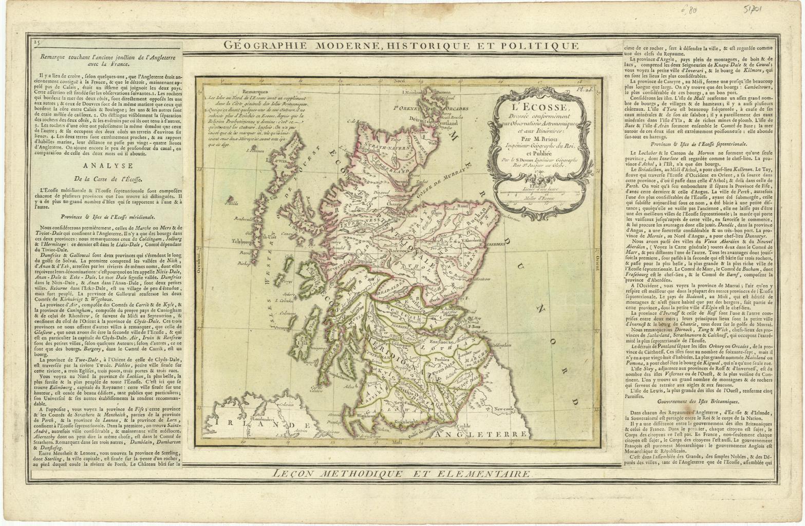 L'Ecosse Divisée conformément aux Observations Astronomiques et aux Itinéraires