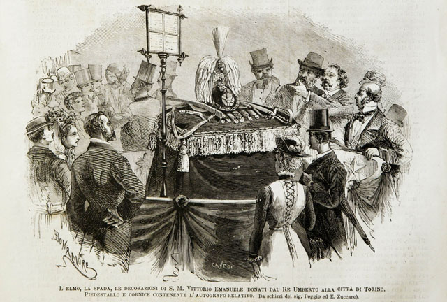 L’elmo, la spada, le decorazioni di S. M. Vittorio Emanuele …