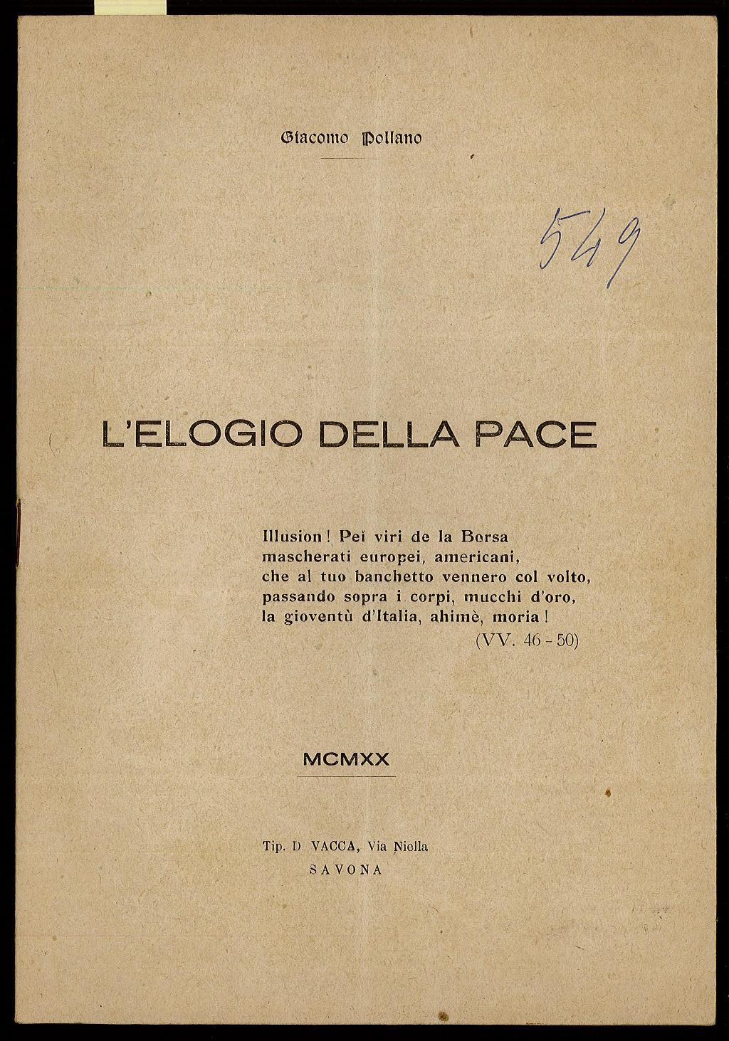 L’elogio della Pace
