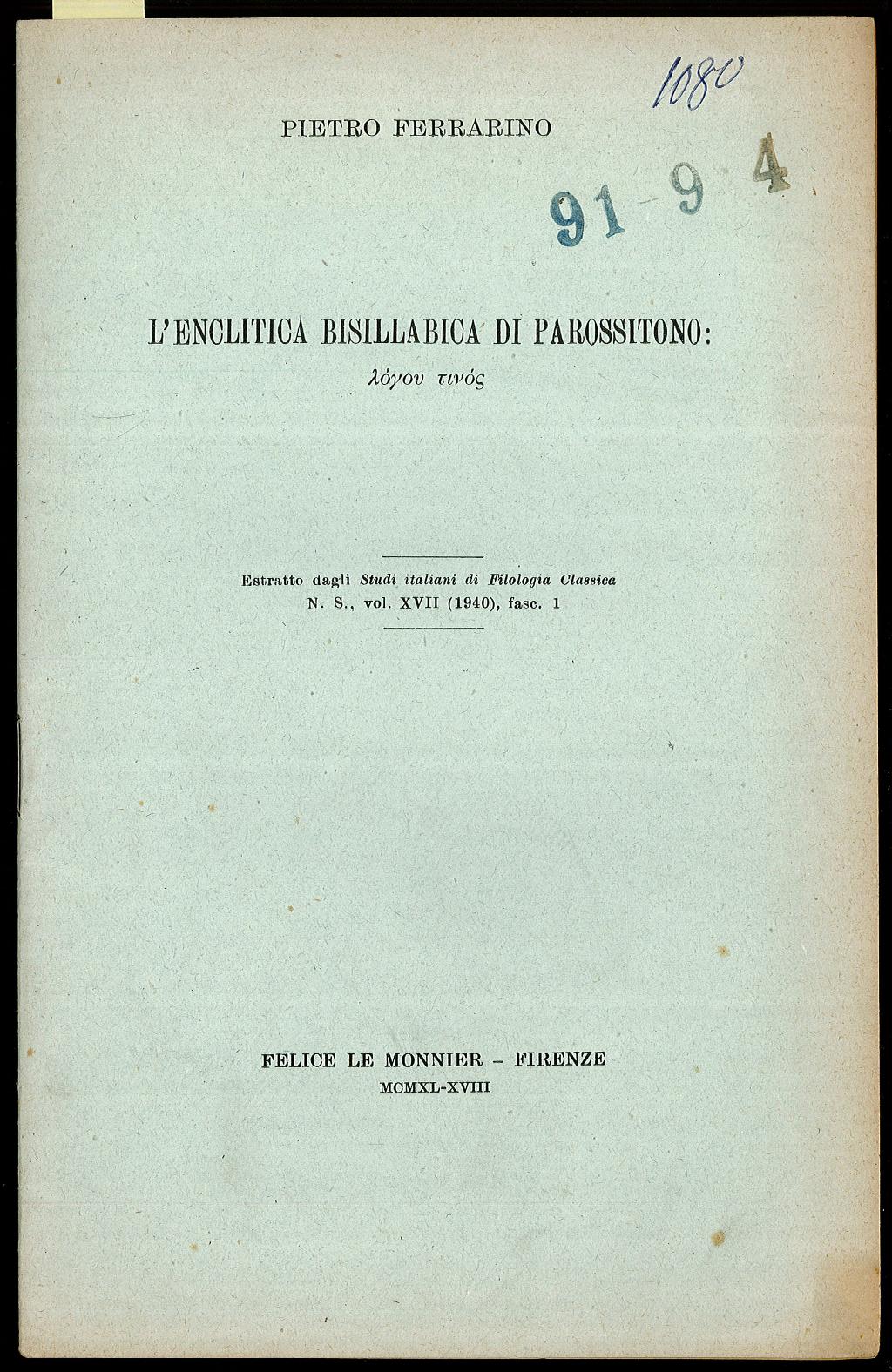 L’Enciclica bisillabica di Parossitono
