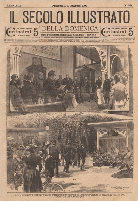 L’inaugurazione dell’Esposizione d’Allevamento e Sport ai giardini pubblici in Milano, …