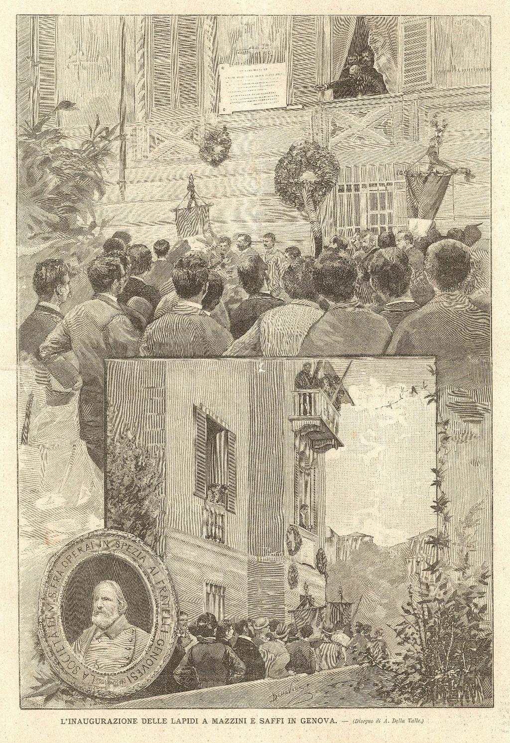 L'inaugurazione delle lapidi a Mazzini e Saffi in Genova