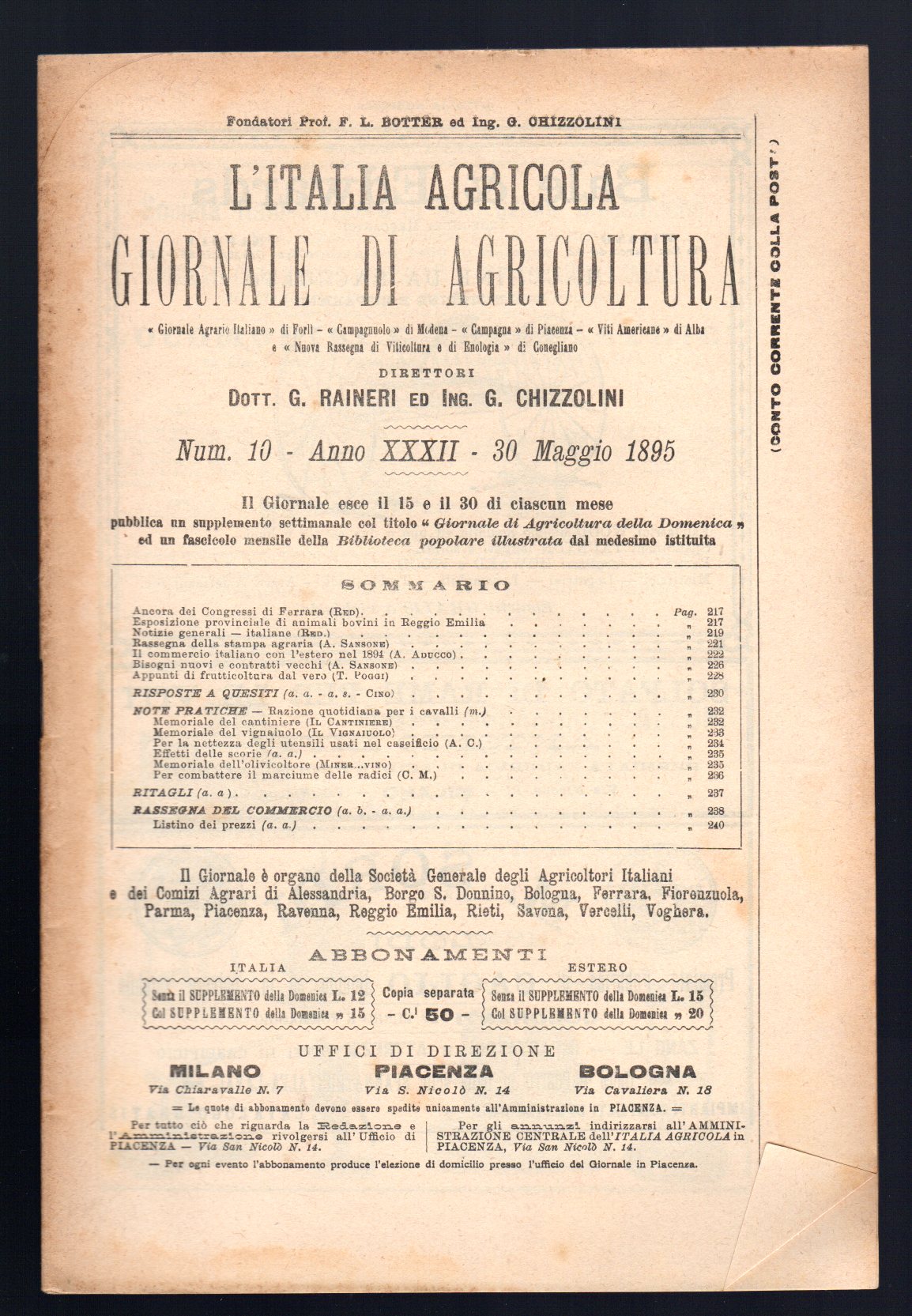 L'Italia agricola giornale di agricoltura