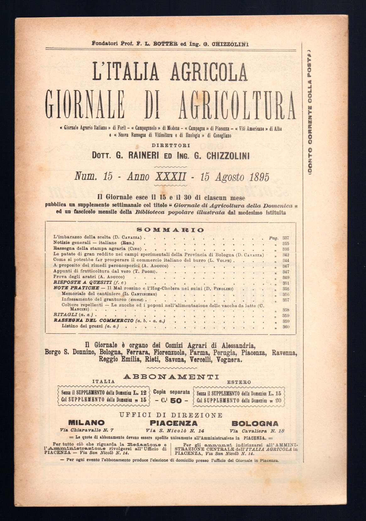 L'Italia agricola giornale di agricoltura