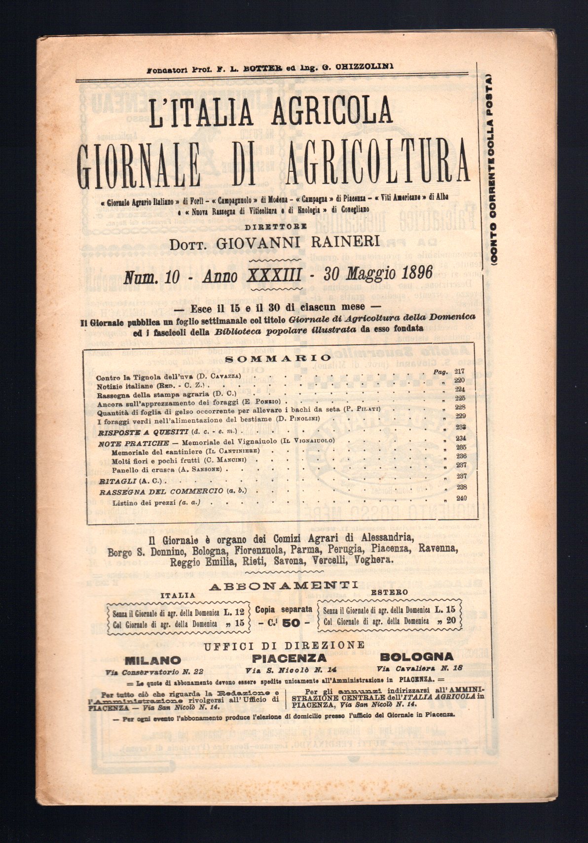 L'Italia agricola giornale di agricoltura