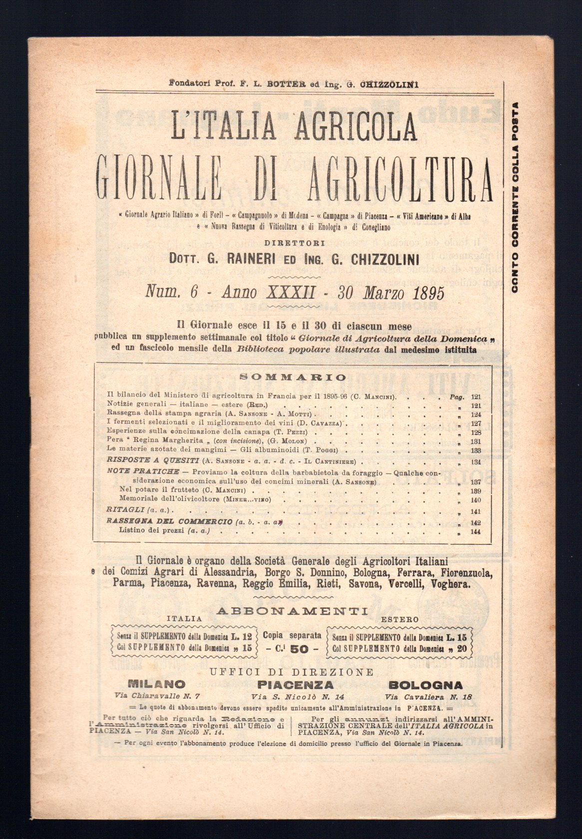 L'Italia agricola giornale di agricoltura
