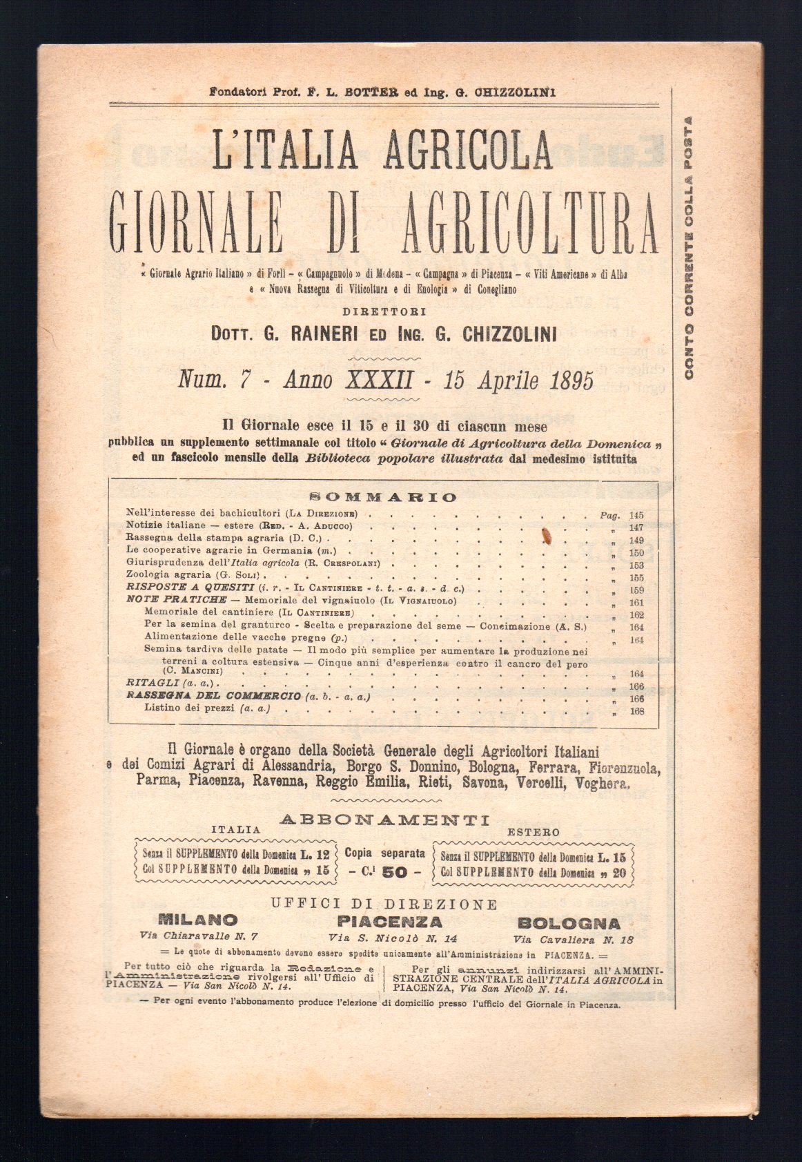 L'Italia agricola giornale di agricoltura