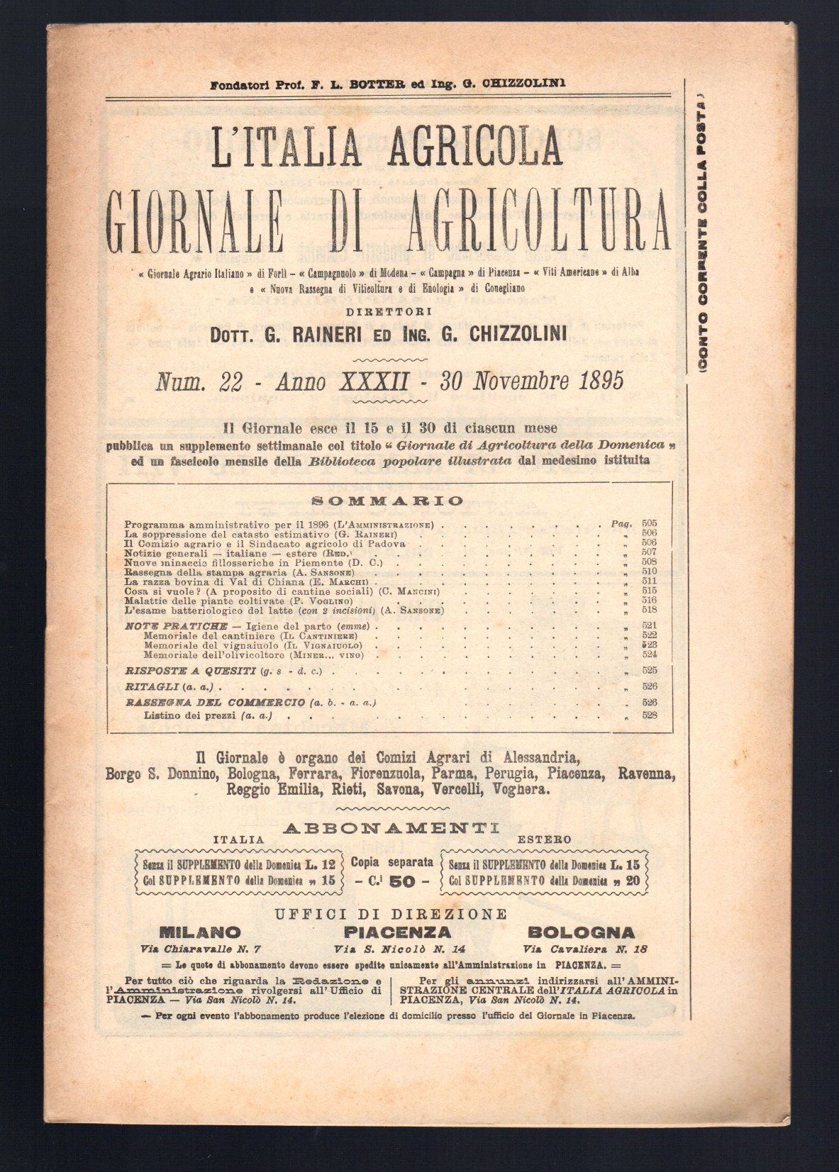 L'Italia agricola giornale di agricoltura