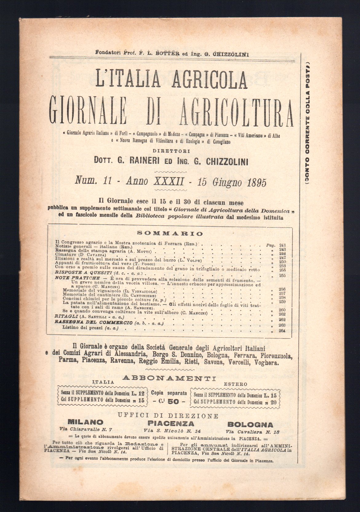L'Italia agricola giornale di agricoltura