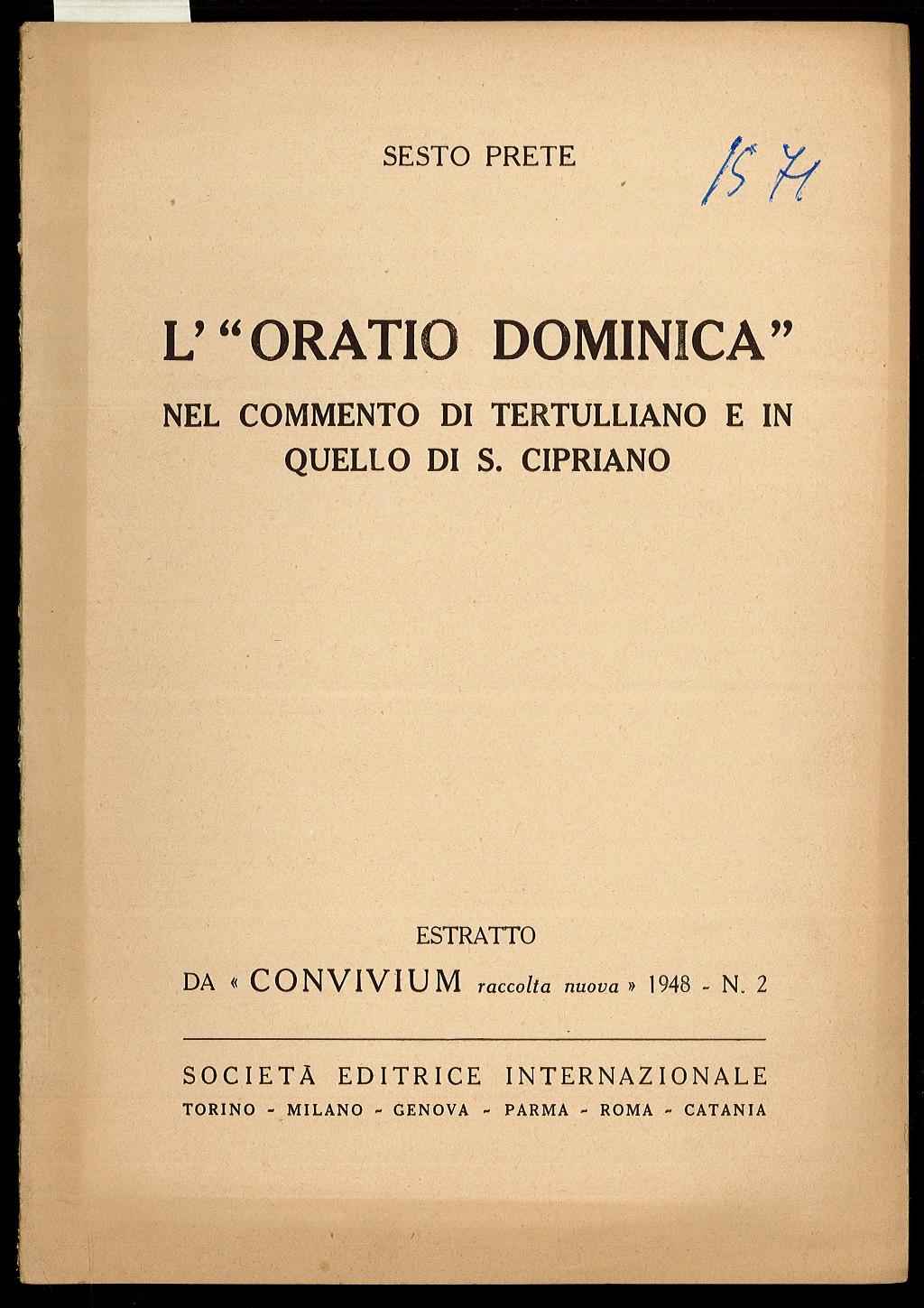 L'ORATIO DOMINICA nel commento di Tertulliano e in quello di …