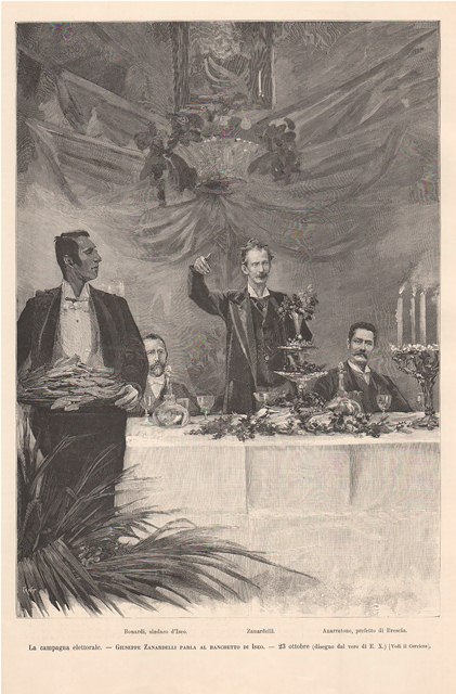 La campagna elettorale - Giuseppe Zanardelli parla al banchetto di …