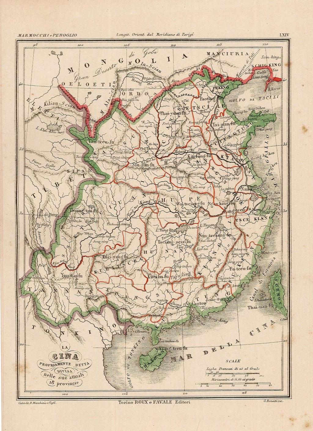 La Cina propriamente detta divisa nelle sue attuali 18 provincie